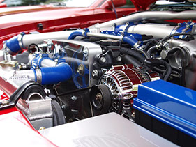 image of a blue and red engine