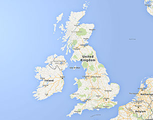 google map of the UK